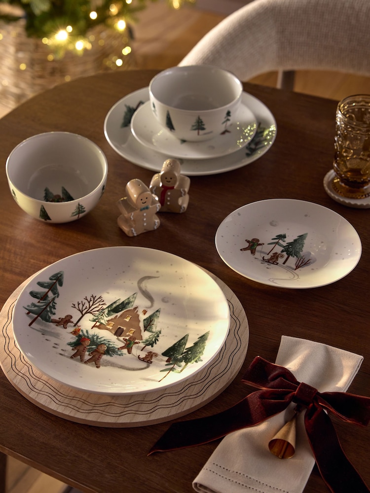 12 Piece Green Christmas Gingerbread Dinner Set - Image 1 of 5 12 Piece Green Christmas Gingerbread Dinner Set - Image 1 of 5