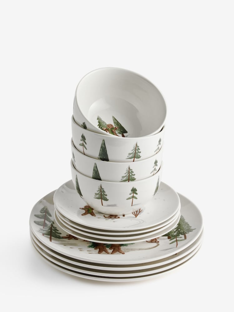 12 Piece Green Christmas Gingerbread Dinner Set - Image 5 of 5 12 Piece Green Christmas Gingerbread Dinner Set - Image 5 of 5
