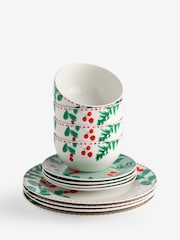 12 Piece Green Christmas Foliage Dinner Set - Image 1 of 1
