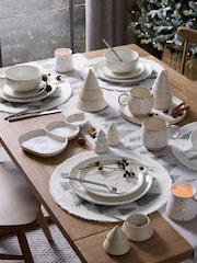 12 Piece Cream Embossed Christmas Tree Dinner Set - Image 4 of 6