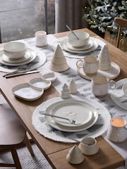 12 Piece Cream Embossed Christmas Tree Dinner Set - Image 5 of 6