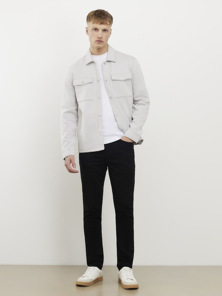 River Island Grey Slim Fit Scuba Overshirt - Image 2 of 4