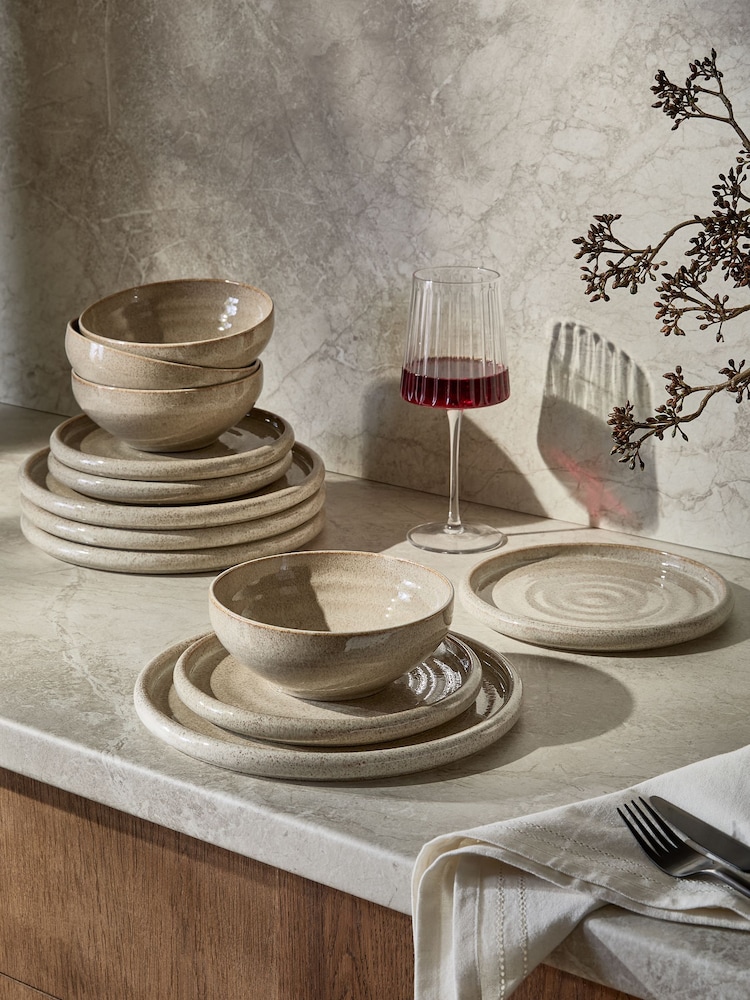 12 Piece Natural Amalia Reactive Glaze Dinner Set - Image 1 of 5 12 Piece Natural Amalia Reactive Glaze Dinner Set - Image 1 of 5