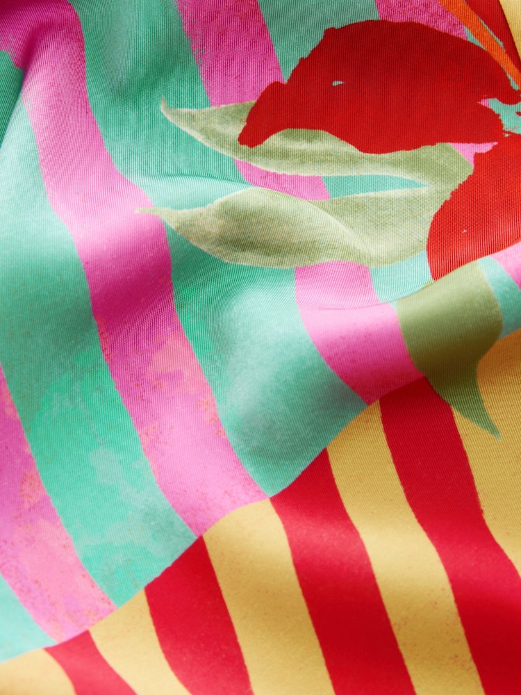 وردي/فيروزي مورد طبعة - بنطلون ستان برجل واسعة - صورة 10 من 10