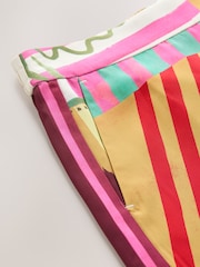 وردي/فيروزي مورد طبعة - بنطلون ستان برجل واسعة - صورة 9 من 10