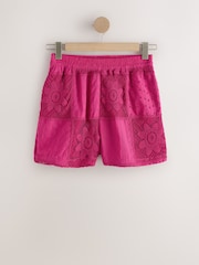 Hot Pink N. Premium Crochet Patchwork Shorts - Image 1 of 3