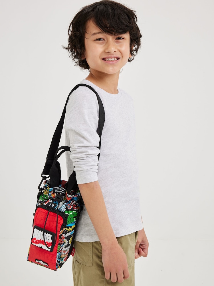 Smiggle Black Marvel Bottle Bag With Strap - Image 2 of 2 Smiggle Black Marvel Bottle Bag With Strap - Image 2 of 2