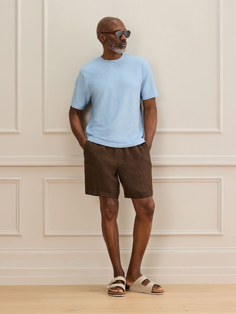 Blue Signature Textured T-Shirt with Linen - Image 2 of 7