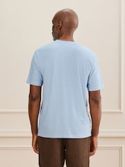 Blue Signature Textured T-Shirt with Linen - Image 3 of 7