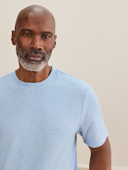 Blue Signature Textured T-Shirt with Linen - Image 4 of 7