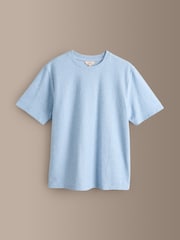 Blue Signature Textured T-Shirt with Linen - Image 5 of 7