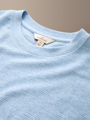 Blue Signature Textured T-Shirt with Linen - Image 6 of 7