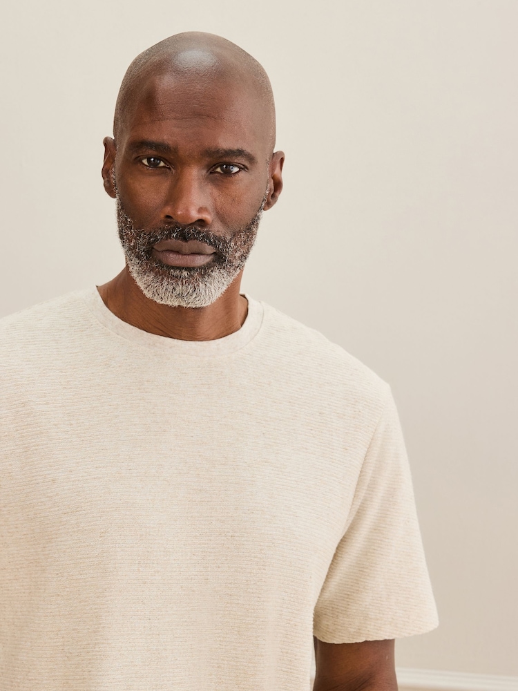 Neutral Signature Textured T-Shirt with Linen - Image 1 of 8