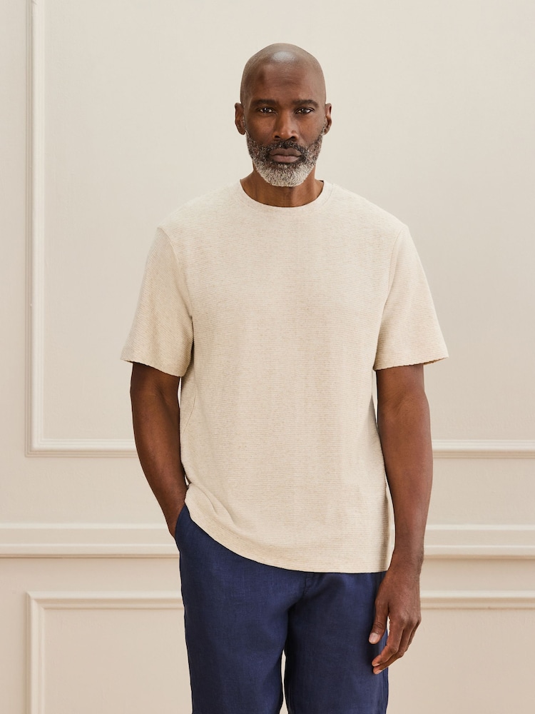 Neutral Signature Textured T-Shirt with Linen - Image 2 of 8