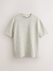 Ecru Textured Pattern Relaxed Fit T-Shirt - Image 1 of 3