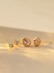 Carrie Elizabeth Gold Tone Dainty Blue Topaz Star Stud Earrings - Image 2 of 4