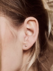 Carrie Elizabeth Gold Tone Dainty Blue Topaz Star Stud Earrings - Image 4 of 4