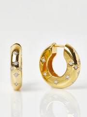 Carrie Elizabeth Gold Tone Celestial Chunky Star Set Hoops - Image 1 of 4