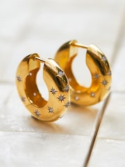 Carrie Elizabeth Gold Tone Celestial Chunky Star Set Hoops - Image 2 of 4