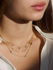 Carrie Elizabeth Gold Tone Moon & Stars Hanging Charm Necklace - Image 1 of 2