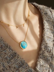 Carrie Elizabeth Gold Tone Moon & Stars Hanging Charm Necklace - Image 2 of 2