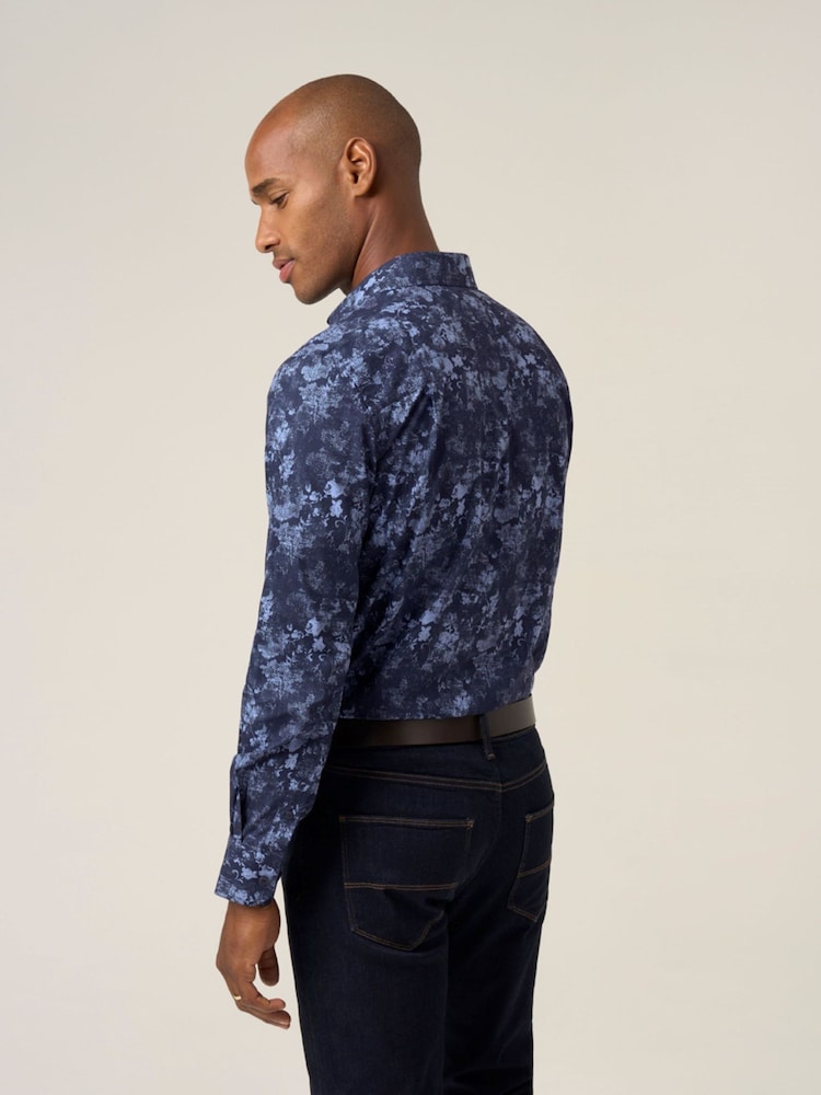 Skopes Blue Cotton Tailored Fit Formal Stripe Oxford Design Shirt - Image 2 of 7 Skopes Blue Cotton Tailored Fit Formal Stripe Oxford Design Shirt - Image 2 of 7