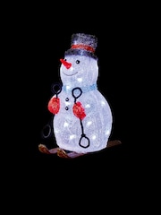 Premier Decorations Ltd 31cm Lit Acrylc Skiing Snowman with 30 White LED - Image 1 of 2