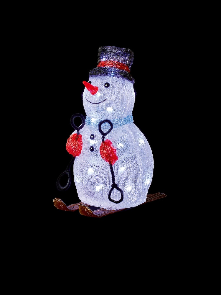 Premier Decorations Ltd 31cm Lit Acrylc Skiing Snowman with 30 White LED - Image 1 of 2 Premier Decorations Ltd 31cm Lit Acrylc Skiing Snowman with 30 White LED - Image 1 of 2