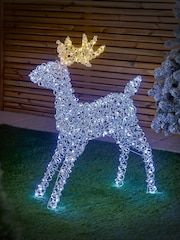 Premier Decorations Ltd 93cm Multiaction Aluminium Fawn with 200 LED's - Image 1 of 2