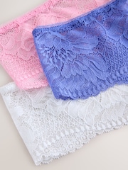 Blue/Pink/White Hipster Thong Lace Knickers 3 Pack - Image 9 of 10