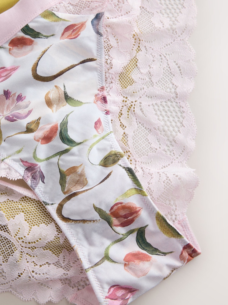 Tulip Print/Green/Cream 3 Pack Knickers - Image 10 of 10