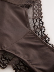 Chocolate Brown High Rise High Leg Smoothing Lace Knickers - Image 3 of 3