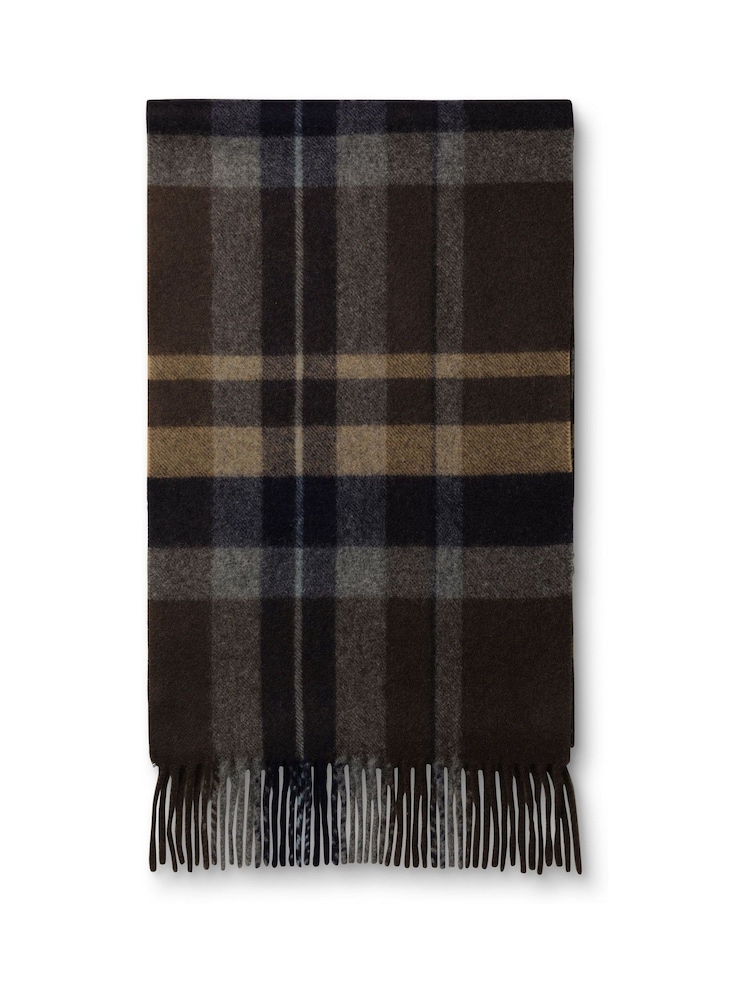 Charles Tyrwhitt Brown Window Pane Check Cashmere Scarf - Image 1 of 3 Charles Tyrwhitt Brown Window Pane Check Cashmere Scarf - Image 1 of 3