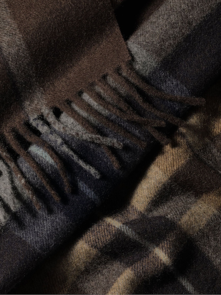 Charles Tyrwhitt Brown Window Pane Check Cashmere Scarf - Image 3 of 3 Charles Tyrwhitt Brown Window Pane Check Cashmere Scarf - Image 3 of 3