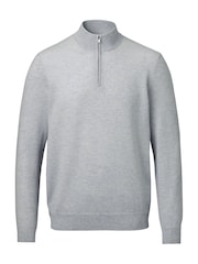 Charles Tyrwhitt Blue Marl Denim Cashmere Zip Neck Jumper - Image 4 of 5