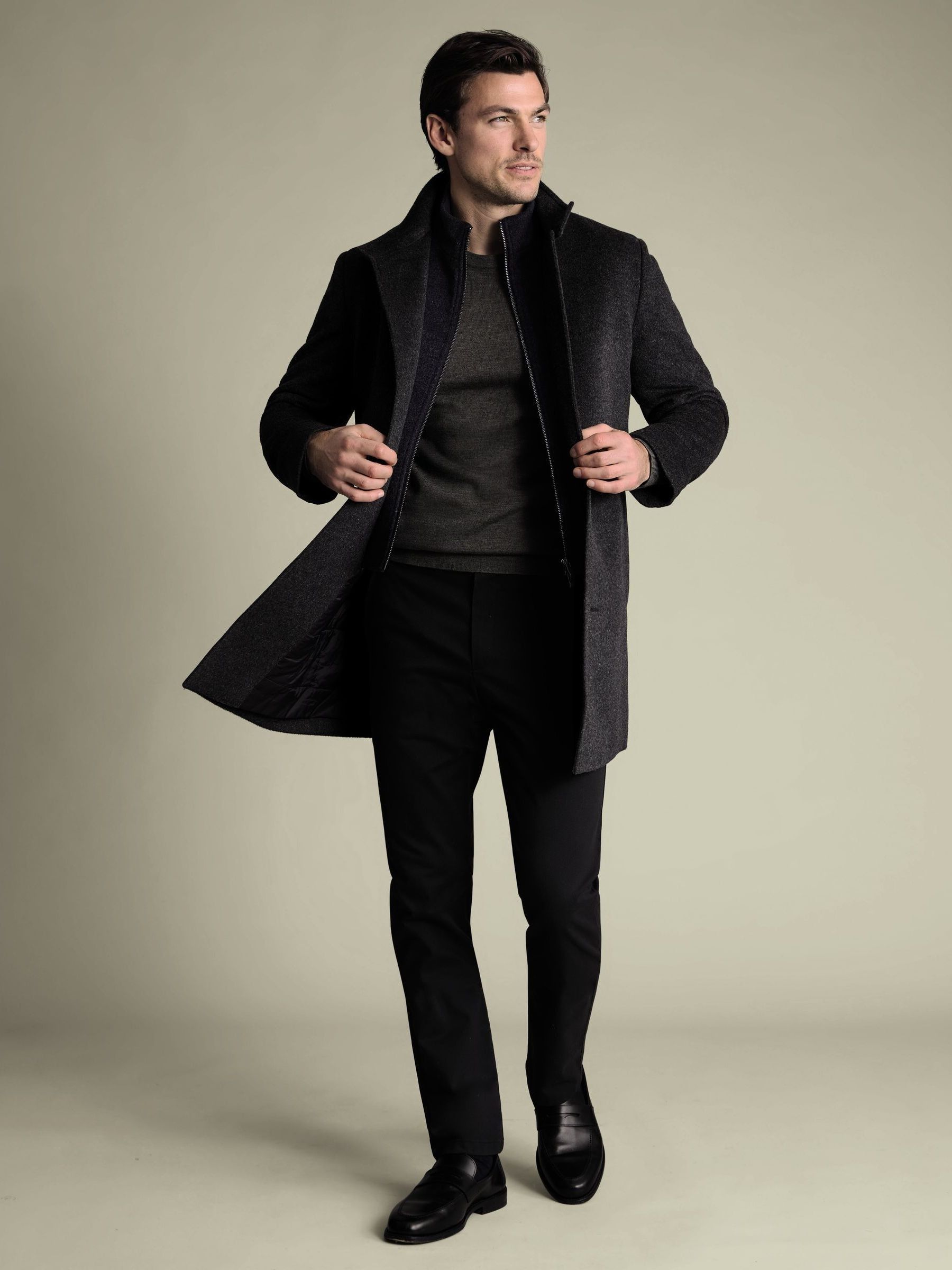 Buy Charles Tyrwhitt Grey Pure Wool Funnel Neck Overcoat from Next USA