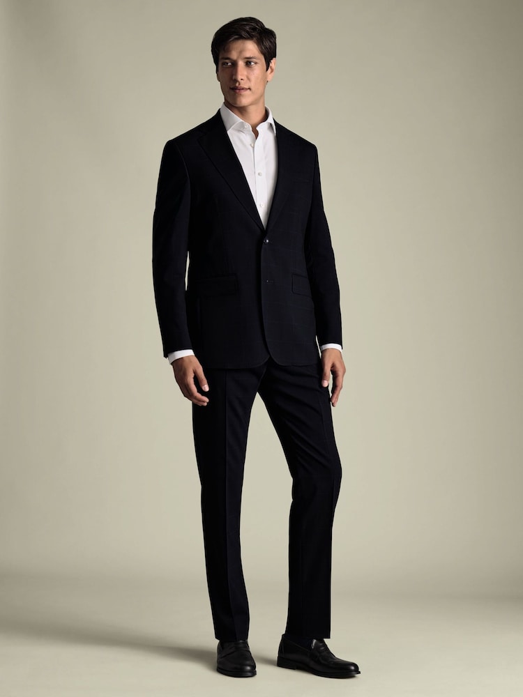 Azul - Charles Tyrwhitt Seasonal Design Windowpane Check Slim Fit Jacket - Imagen 1 de 5