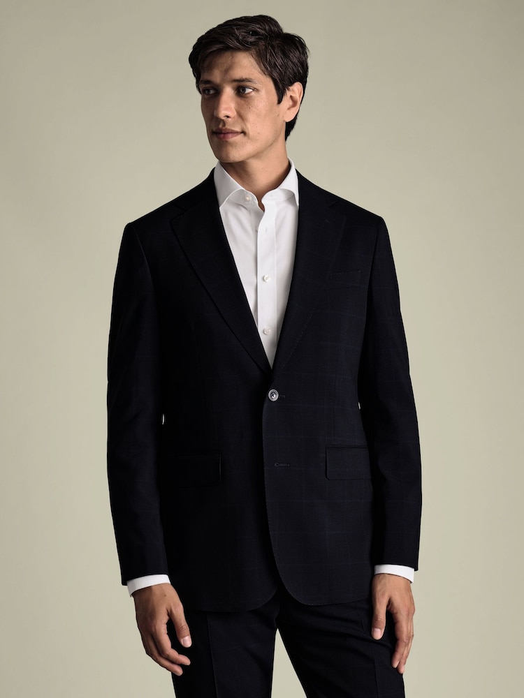 Azul - Charles Tyrwhitt Seasonal Design Windowpane Check Slim Fit Jacket - Imagen 2 de 5