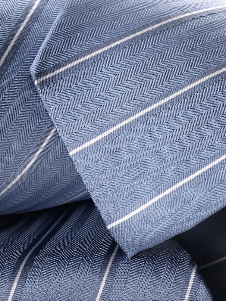 Charles Tyrwhitt Light Blue Silk Stripe Tie - Image 2 of 2 Charles Tyrwhitt Light Blue Silk Stripe Tie - Image 2 of 2