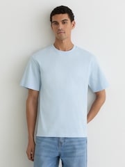 Reiss Soft Blue Tate Cotton Pigment-Dyed Relaxed-Fit T-Shirt - Image 1 of 6