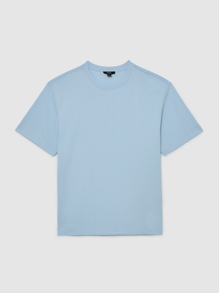 Reiss Soft Blue Tate Cotton Pigment-Dyed Relaxed-Fit T-Shirt - Image 2 of 6 Reiss Soft Blue Tate Cotton Pigment-Dyed Relaxed-Fit T-Shirt - Image 2 of 6