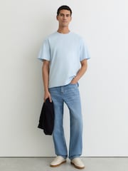Reiss Soft Blue Tate Cotton Pigment-Dyed Relaxed-Fit T-Shirt - Image 3 of 6