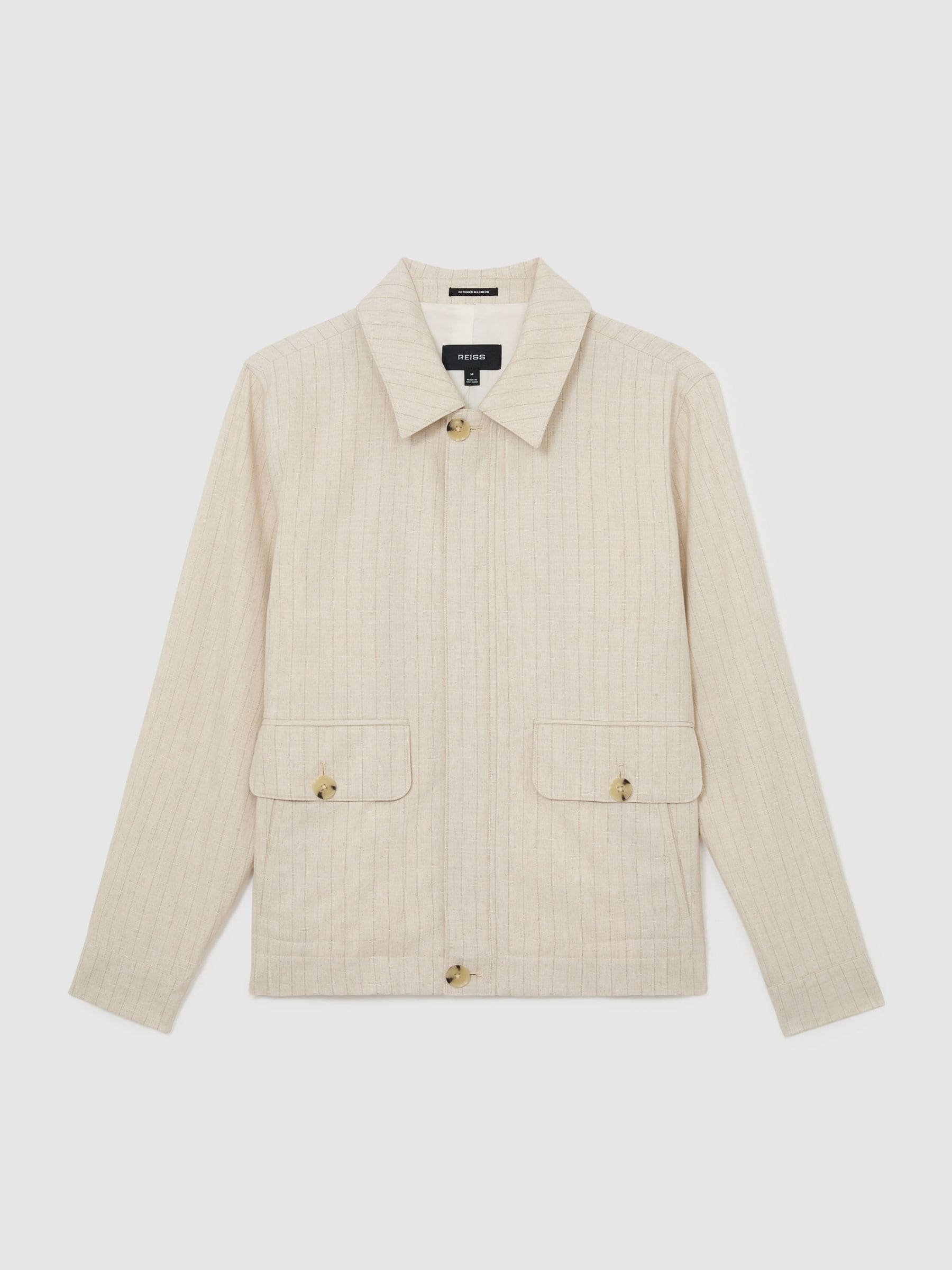 Buy Reiss Off White Slayman Pinstripe Flap-Pocket Jacket with