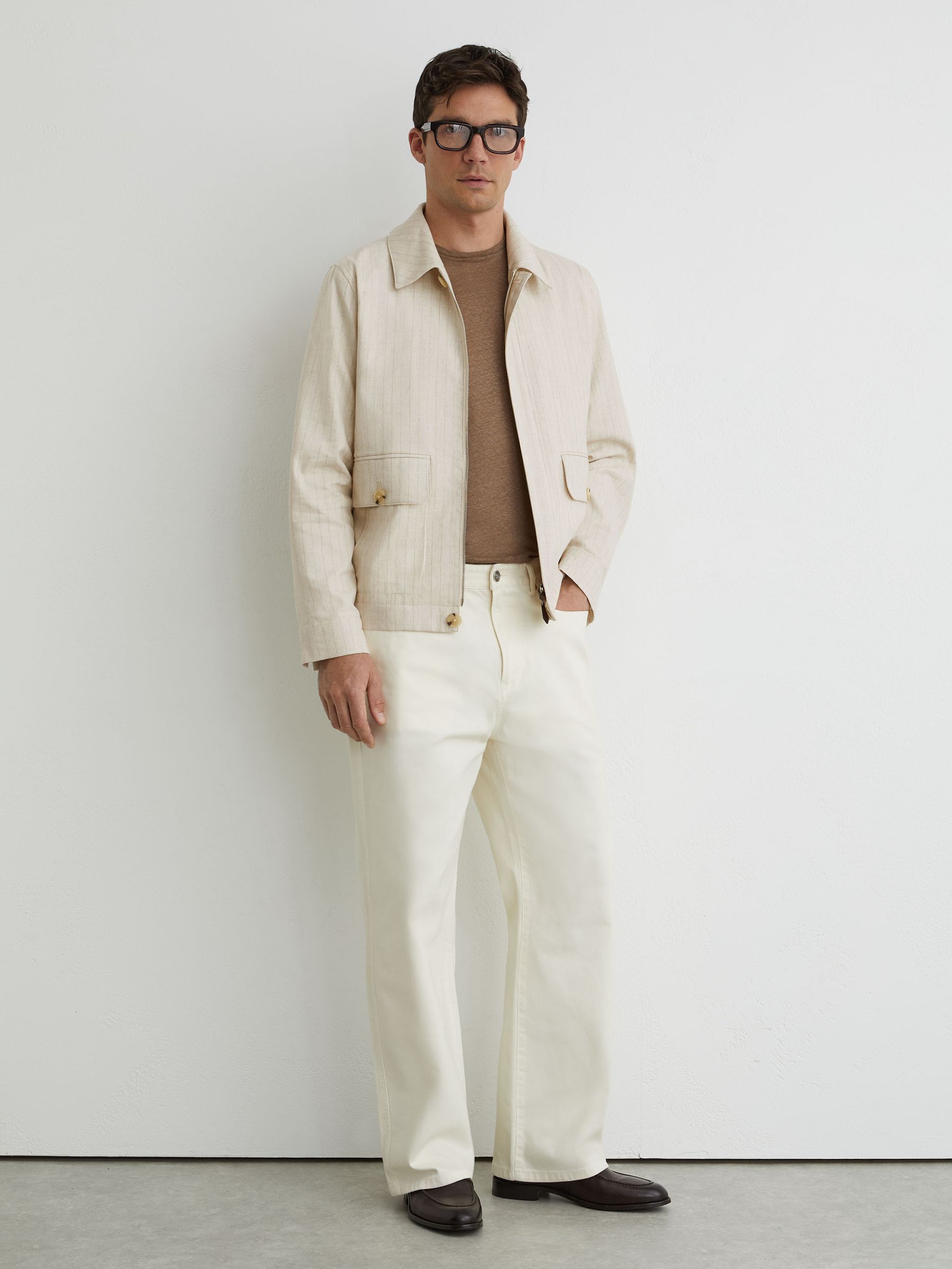 Buy Reiss Off White Slayman Pinstripe Flap-Pocket Jacket with