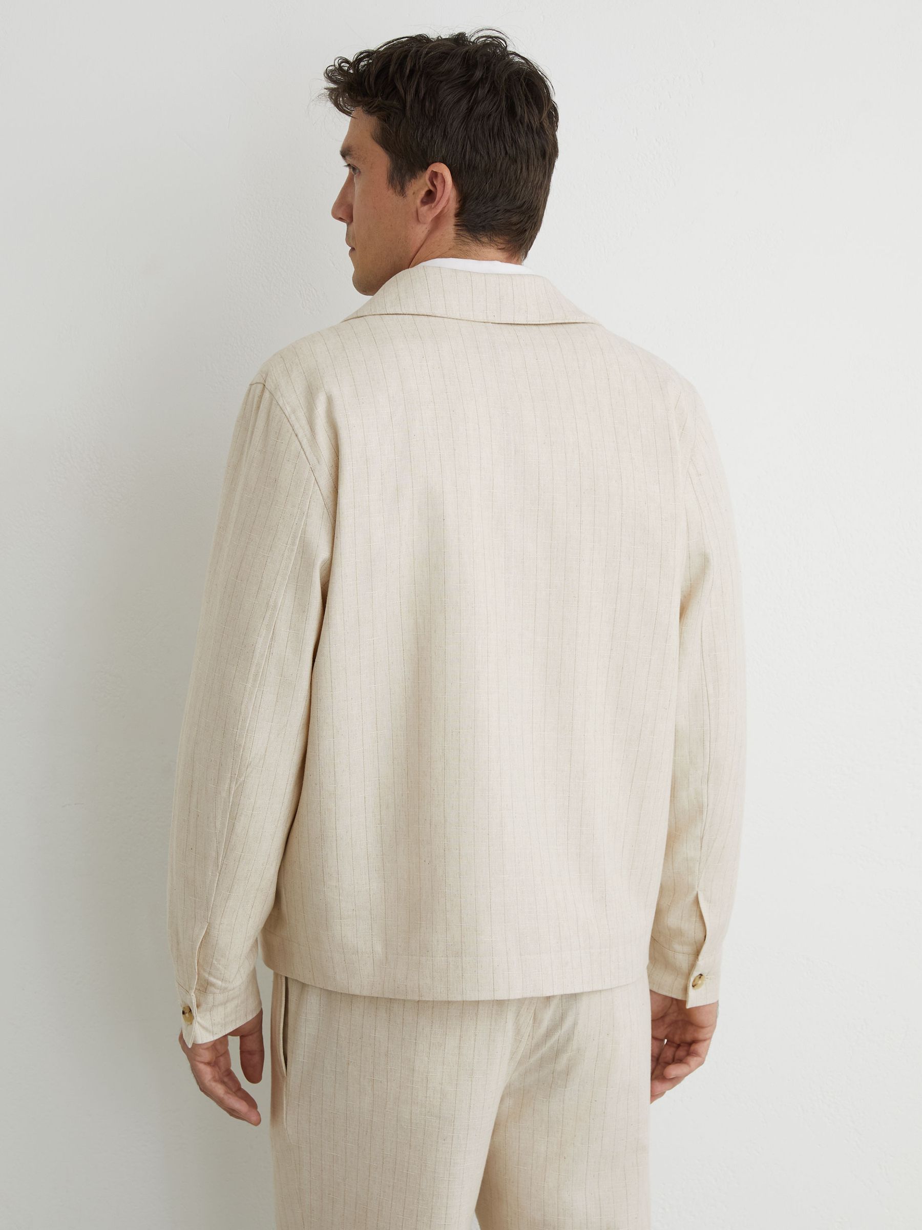 Buy Reiss Off White Slayman Pinstripe Flap-Pocket Jacket with