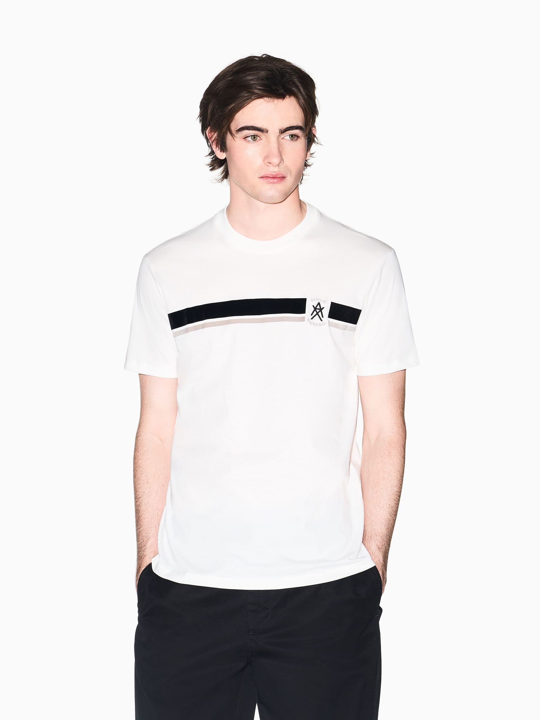 Comprar Camiseta listrada com o logotipo da Armani Exchange from
