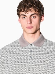 Armani Exchange Cream A/O Monogram Polo Shirt - Image 4 of 7