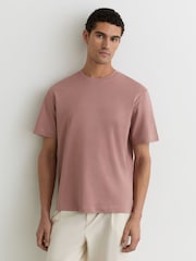 Reiss Dusty Rose Tate Cotton Pigment-Dyed Relaxed-Fit T-Shirt - Image 1 of 6