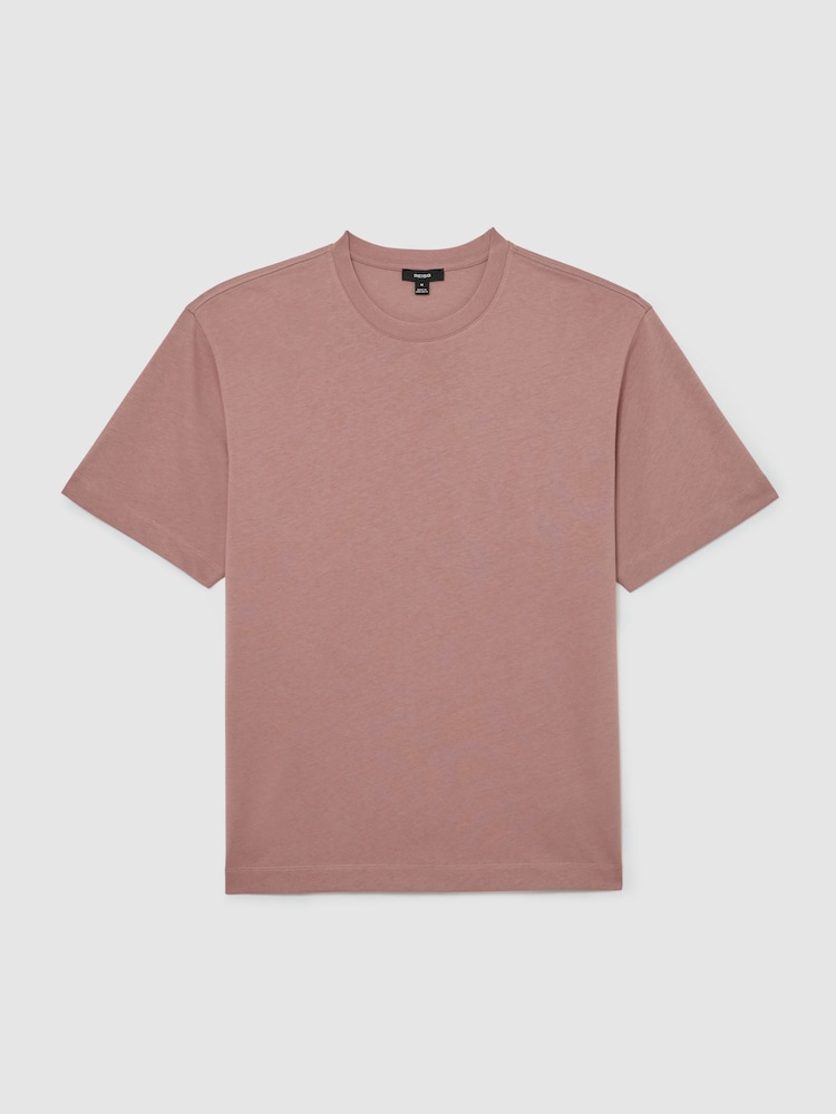 Reiss Dusty Rose Tate Cotton Pigment-Dyed Relaxed-Fit T-Shirt - Image 2 of 6 Reiss Dusty Rose Tate Cotton Pigment-Dyed Relaxed-Fit T-Shirt - Image 2 of 6