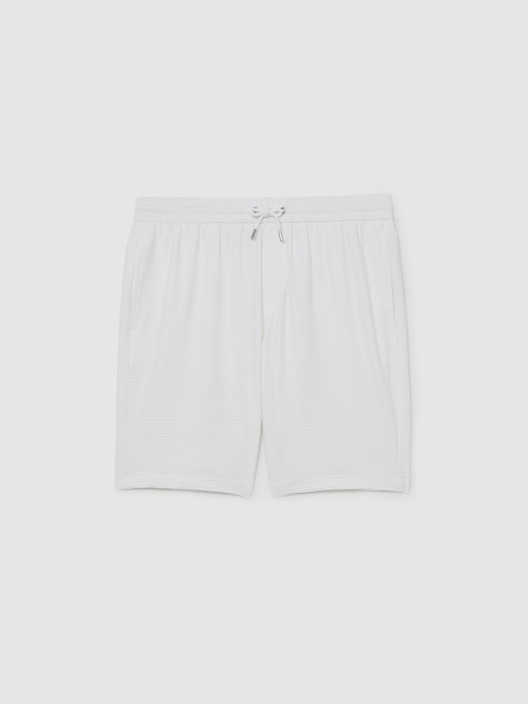 Reiss White Ajay Seersucker Drawstring Shorts - Image 2 of 6